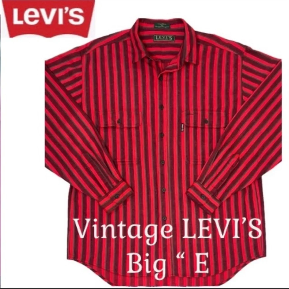 Vintage 80’s 90’s Vertical Stripe Flannel Vintage Levi’s Big E Sutter Creek